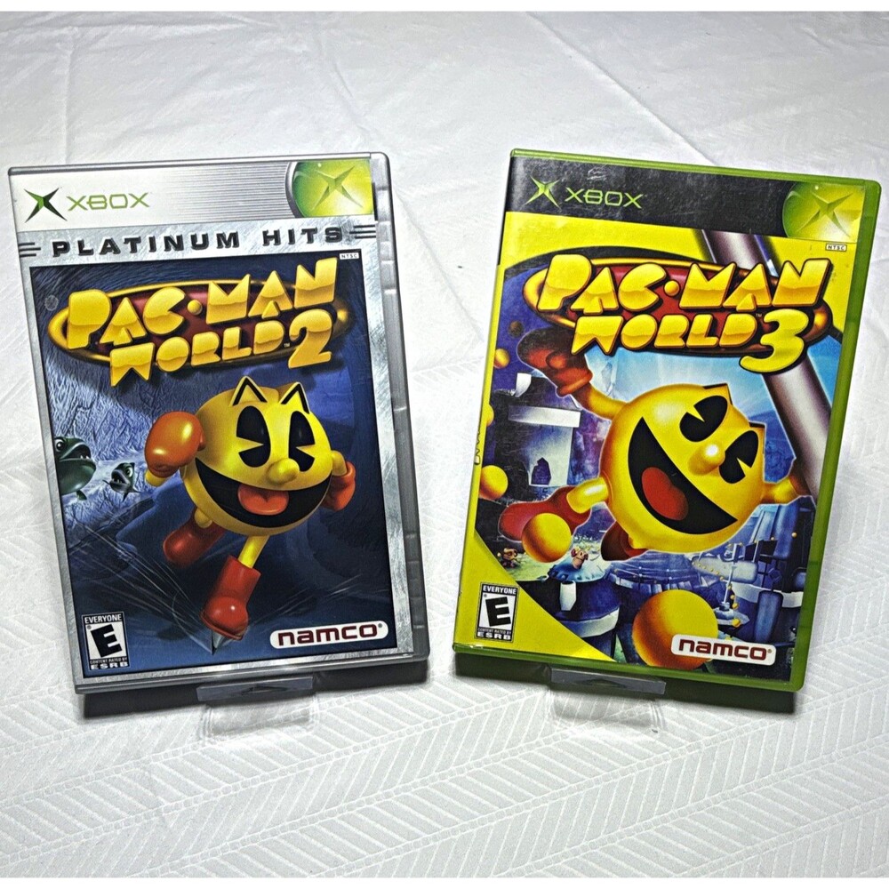 Namco Microsoft Xbox Lot of 2 Games: Pac-Man World 2 Platinum Hits & 3 Cases